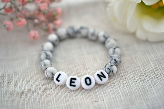 Personalisiertes Baby Armband in Marmoroptik als Geschenk zur Geburt