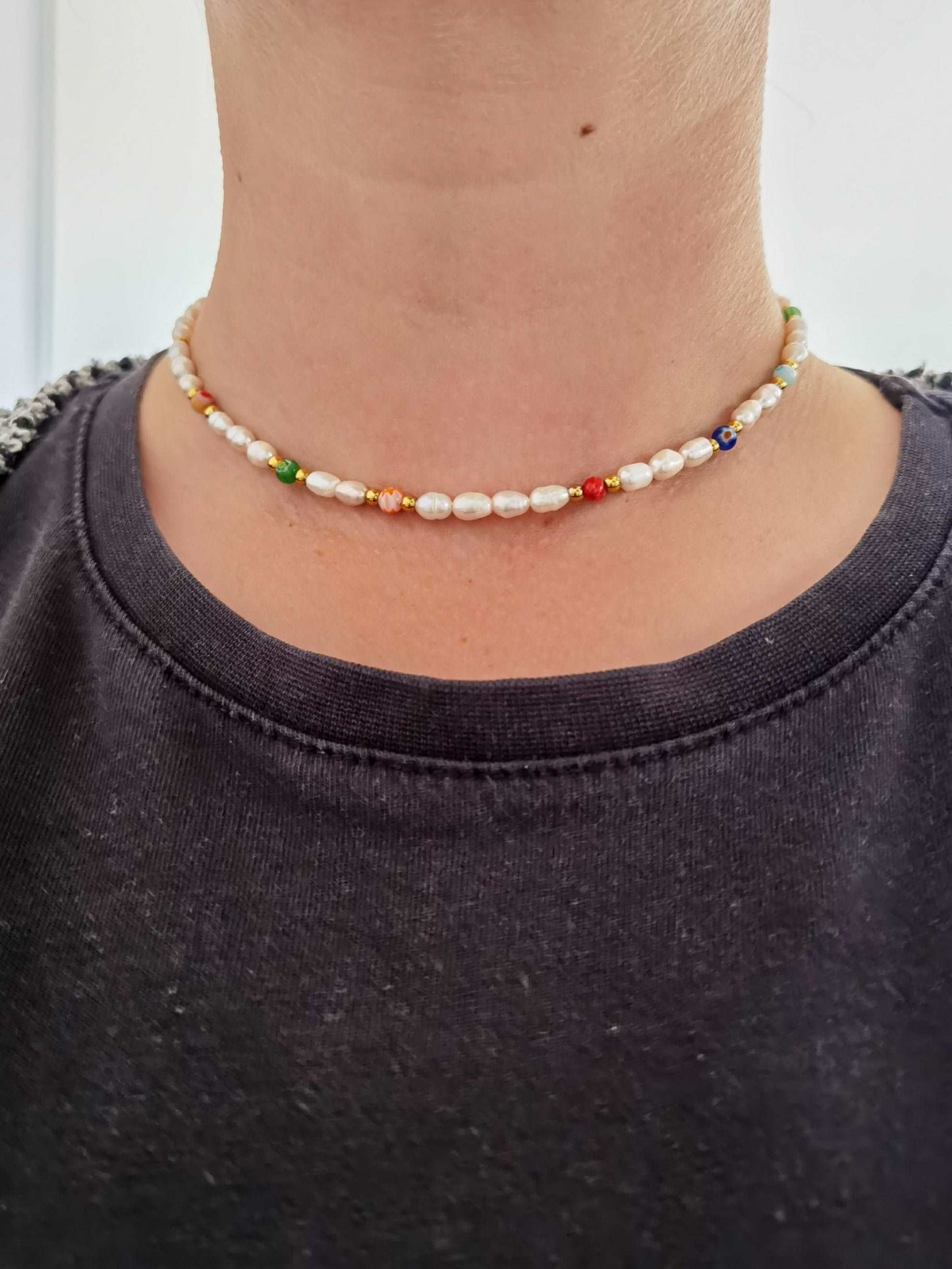 bunte Perlenkette Damen