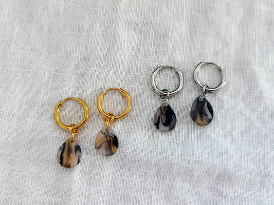 Creolen mit Resin Anhänger gold silber