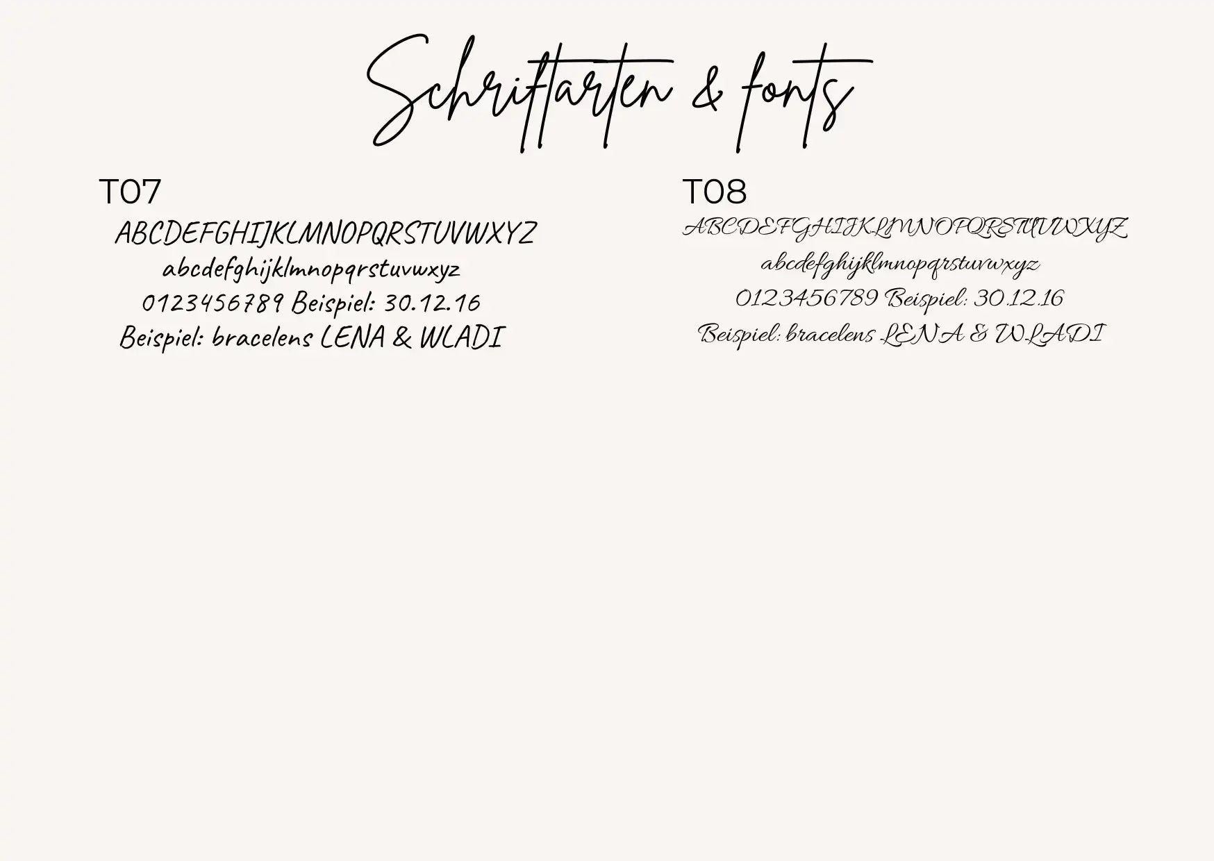 Auswahl weiterer zwei Schriftarten für den personalisierbaren Schlüsselanhänger