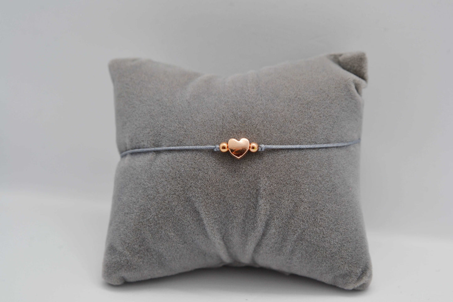 Herz Armband roségold mit grauem Band
