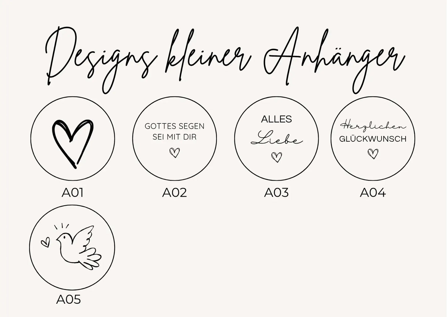 Auswahl personalisierter Holzanhänger zur Taufe mit verschiedenen Motiven für gravierte Geschenkbox und Geldgeschenk aus Holz