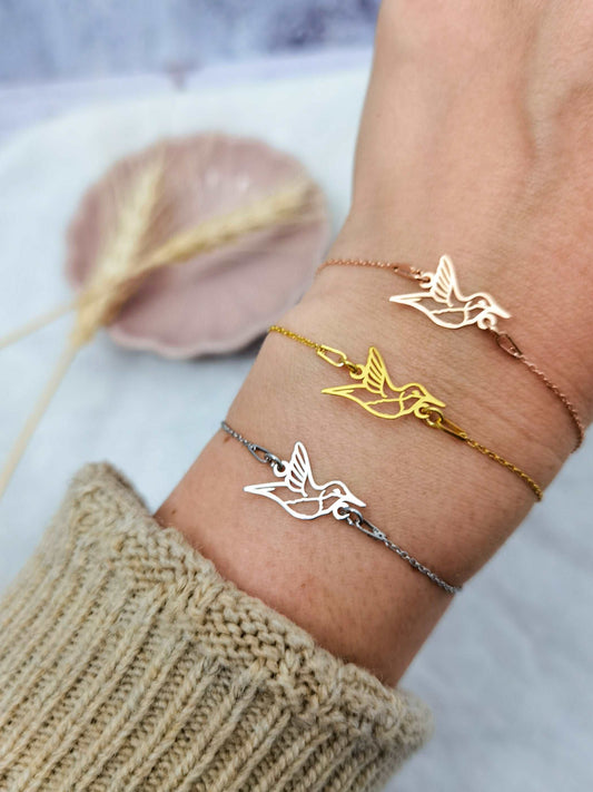 Tragefoto Kolibri Armband in silber, gold und roségold