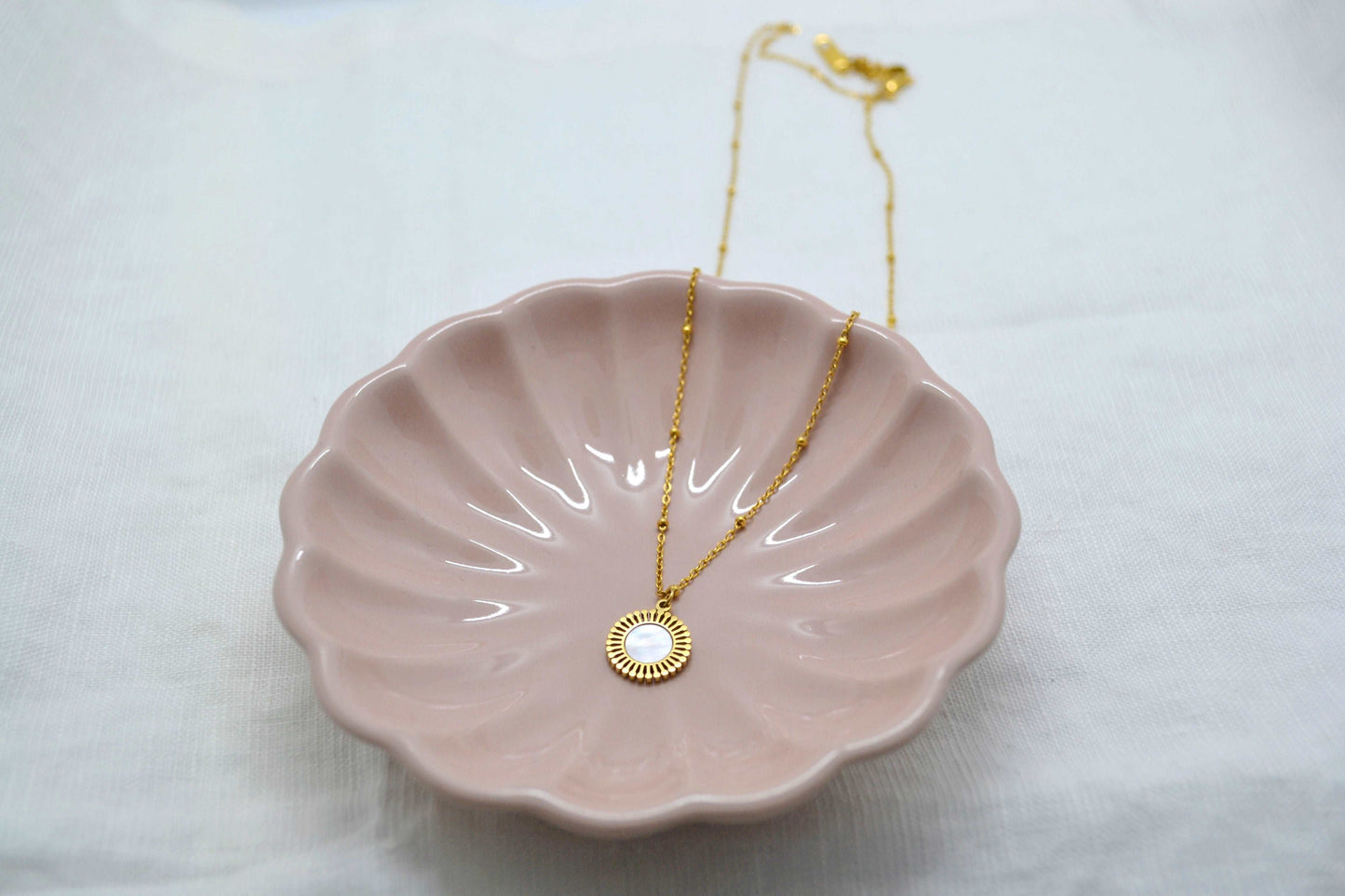 Goldkette Damen mit Perlmutt Anhänger