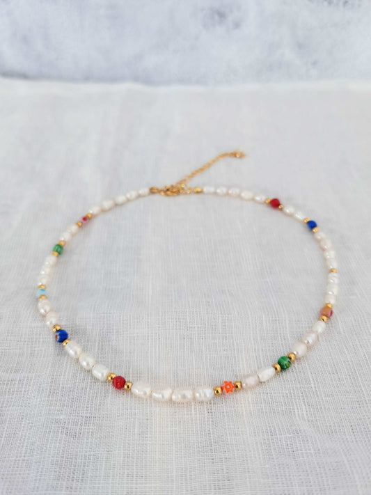 Süßwasserperlen Kette bunt