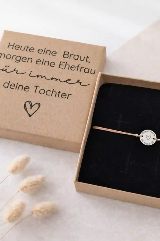 brautmama armband personalisiert mit gravierter schmuckbox geschenk für mama zur hochzeit getting ready