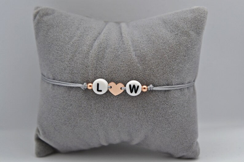 Initialen Armband mit 925 Sterling Silber Herz