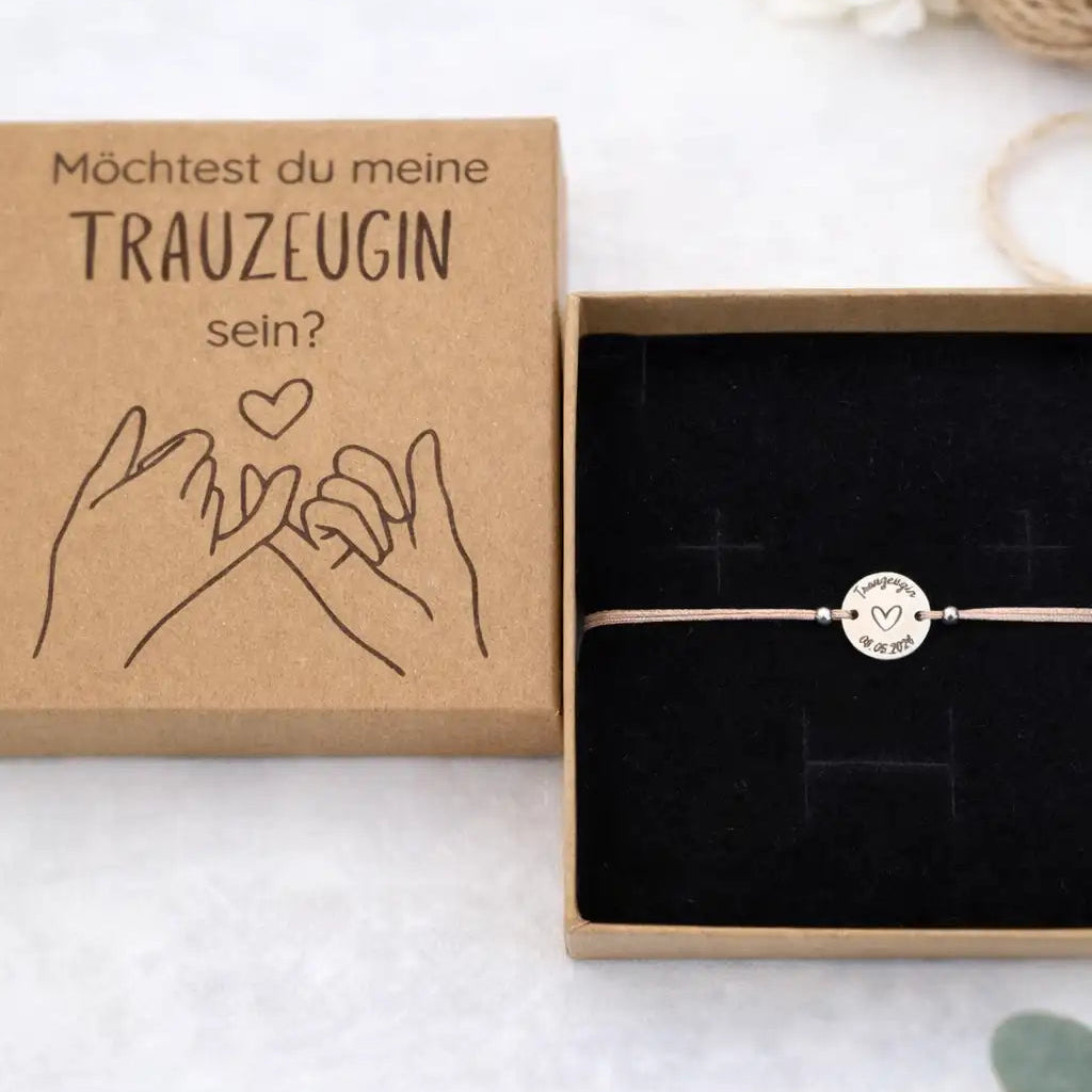 Möchtest du meine Trauzeugin sein Armband mit Gravur in Schmuckbox, personalisiertes Trauzeugin Geschenk zur Hochzeit