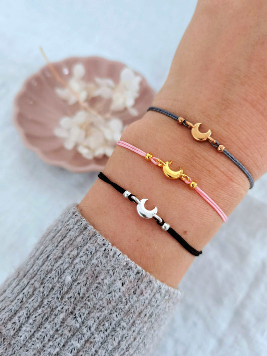 Tragefoto Mond Armband roségold / grau, gold / rosa und silber / schwarz