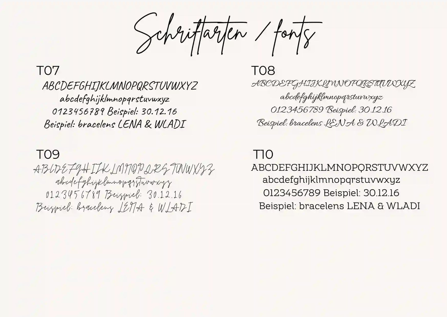 Weitere Schriftarten für personalisierte Schuh Tags zur Hochzeit – Accessoires für Hochzeitsshooting
